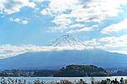 河口湖から富士を望む